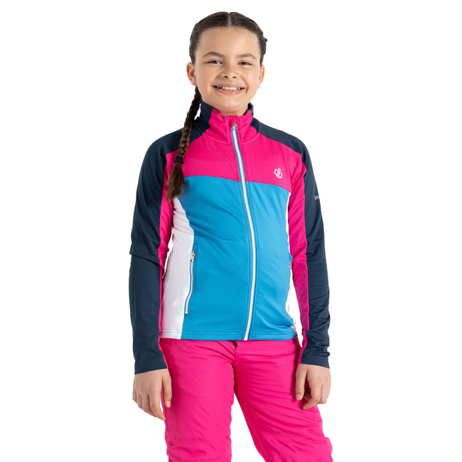 Swedish Blue-Pure Pink - Lifestyle - Dare 2B Childrens-Kids Emergent Core Stretch Midlayer