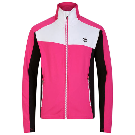 Pure Pink-Black - Front - Dare 2B Childrens-Kids Emergent Core Stretch Midlayer
