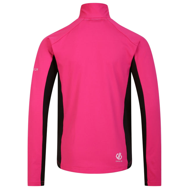 Pure Pink-Black - Back - Dare 2B Childrens-Kids Emergent Core Stretch Midlayer