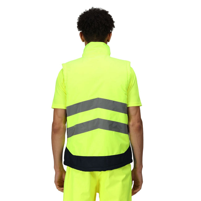 Yellow-Navy - Close up - Regatta Mens Pro Hi-Vis Reflective Gilet