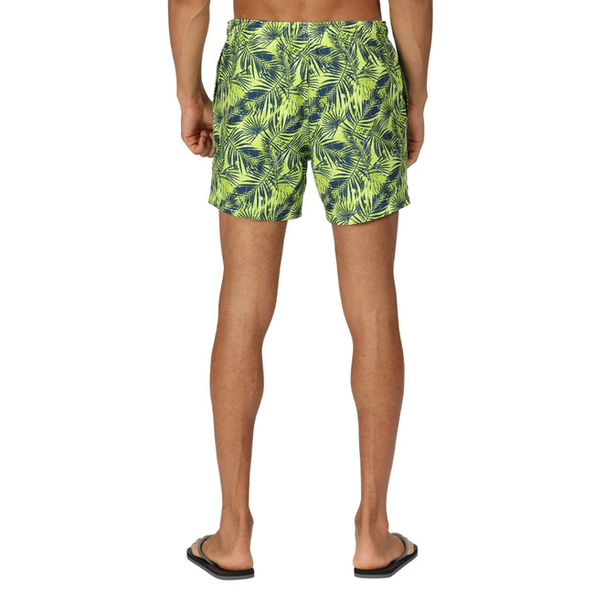 Sharp Green - Close up - Regatta Mens Loras Palm Print Swim Shorts