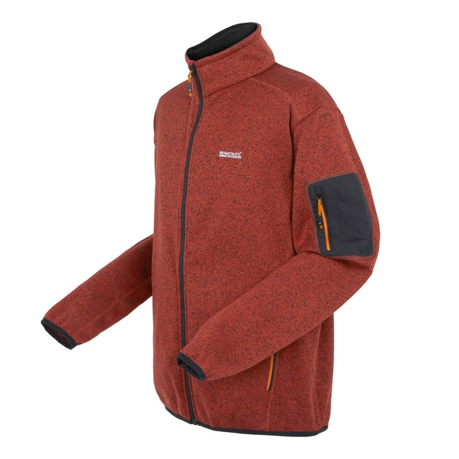 Red Ochre - Side - Regatta Mens Newhill Marl Full Zip Fleece Jacket