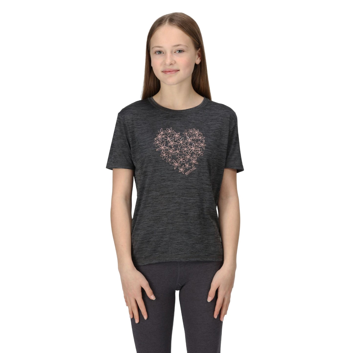 Seal Grey - Close up - Regatta Childrens-Kids Alvarado VII Heart Marl T-Shirt