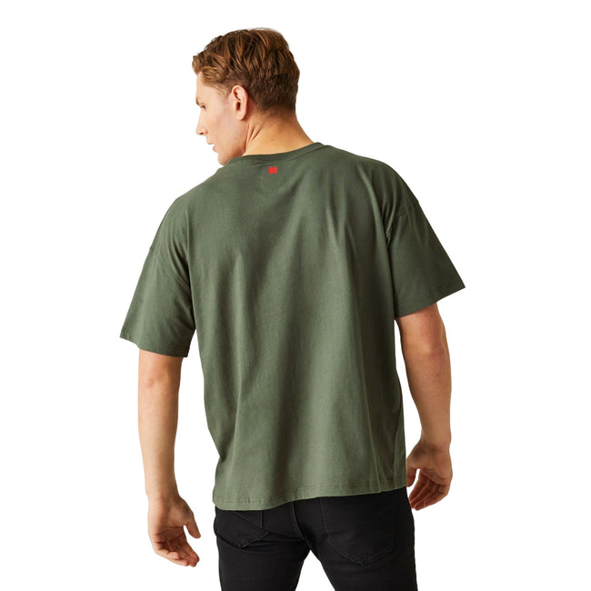 Dark Khaki - Close up - Regatta Mens Christian Lacroix Aramon Flower T-Shirt