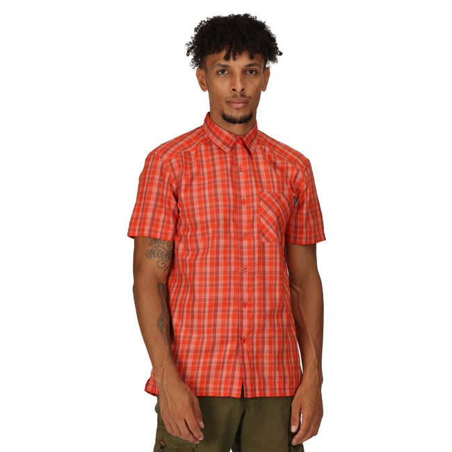 Rusty Orange - Close up - Regatta Mens Kalambo VII Quick Dry Short-Sleeved Shirt