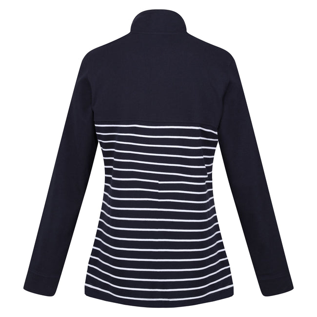 Navy-White - Back - Regatta Womens-Ladies Bayla Striped Button Neck Sweatshirt