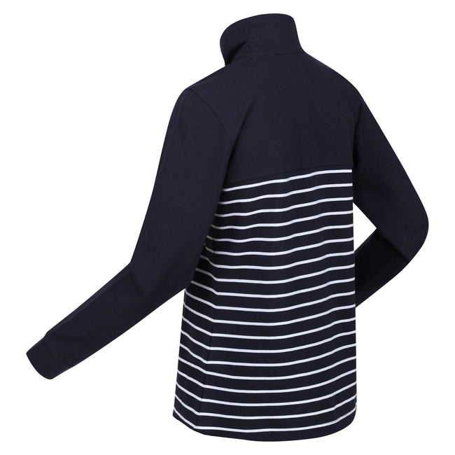 Navy-White - Lifestyle - Regatta Womens-Ladies Bayla Striped Button Neck Sweatshirt