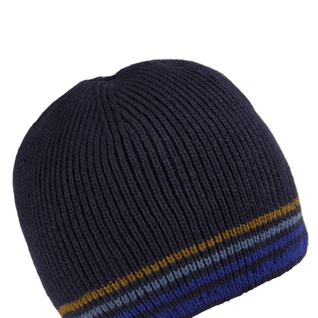 Navy - Back - Regatta Mens Balton IV Striped Beanie