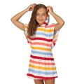 Multicoloured - Pack Shot - Regatta Childrens-Kids Bernessa Striped Towelling Poncho