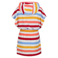 Multicoloured - Back - Regatta Childrens-Kids Bernessa Striped Towelling Poncho