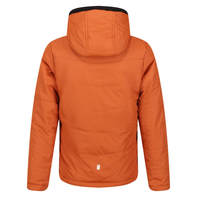 Burnt Copper-Black - Back - Regatta Childrens-Kids Kyrell Camo Reversible Jacket