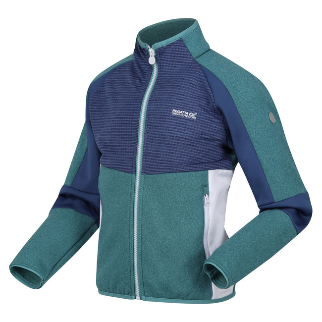 Bristol Blue-Dusty Denim - Side - Regatta Childrens-Kids Oberon VII Marl Full Zip Fleece Jacket