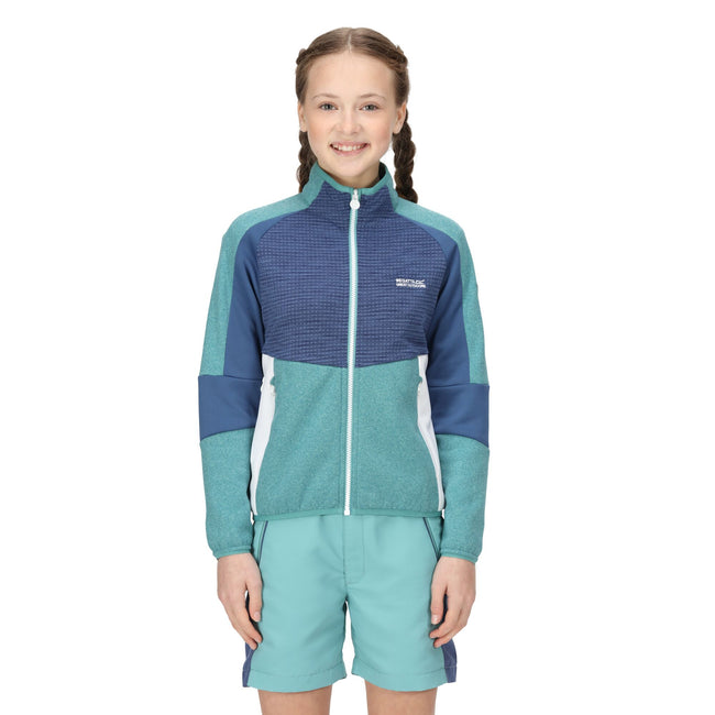 Bristol Blue-Dusty Denim - Pack Shot - Regatta Childrens-Kids Oberon VII Marl Full Zip Fleece Jacket