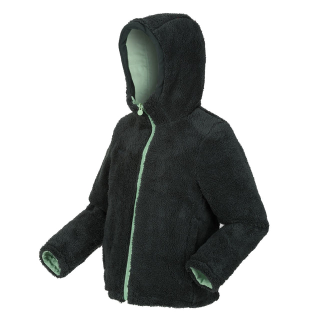 Quiet Green-Darkest Spruce - Close up - Regatta Childrens-Kids Kyrell Plain Reversible Jacket