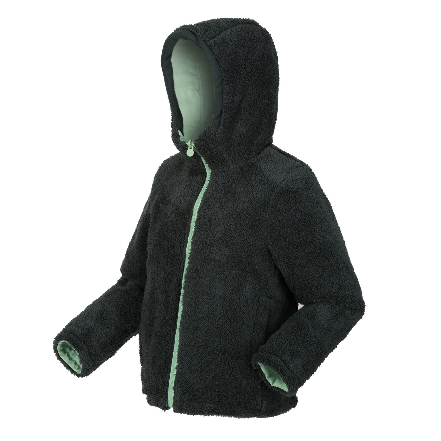 Quiet Green-Darkest Spruce - Close up - Regatta Childrens-Kids Kyrell Plain Reversible Jacket
