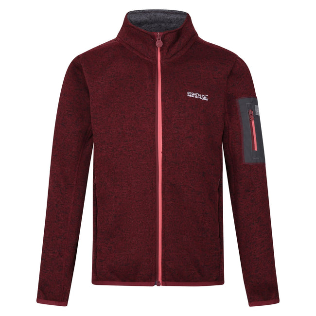 Burgundy-Seal Grey - Front - Regatta Childrens-Kids Newhill Fleece Jacket