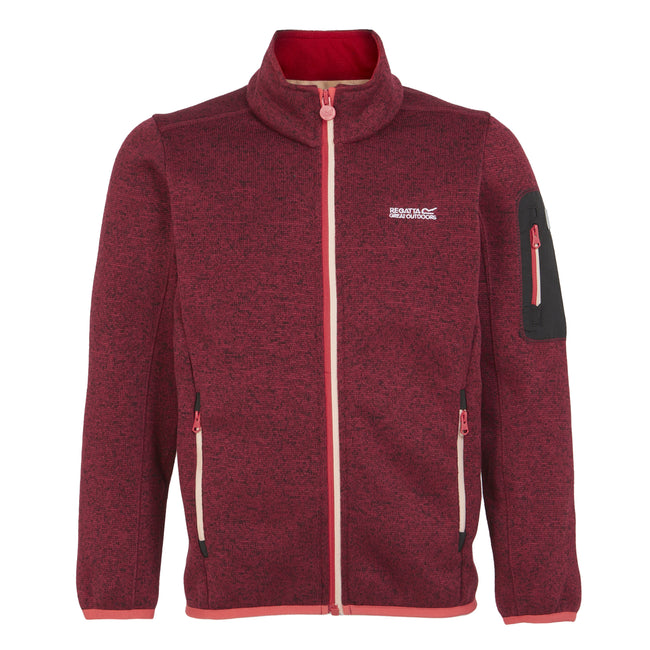 Rumba Red-Red Sky - Front - Regatta Childrens-Kids Newhill Fleece Jacket
