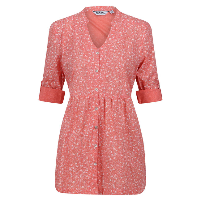 Shell Pink - Front - Regatta Womens-Ladies Nemora Birds Cotton Blouse