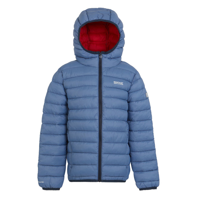 Coronet Blue-Danger Red - Front - Regatta Childrens-Kids Marizion Hooded Padded Jacket