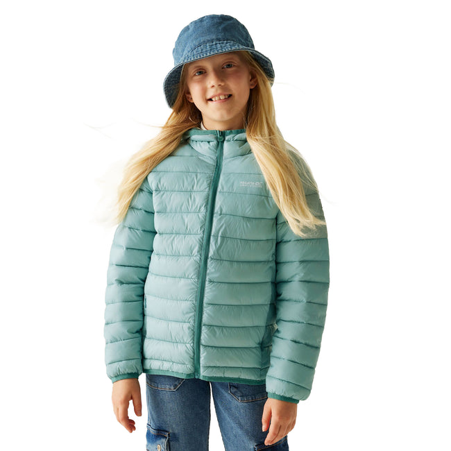 Green Haze-Spruce Green - Lifestyle - Regatta Childrens-Kids Marizion Hooded Padded Jacket