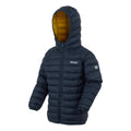 Navy-Gold - Side - Regatta Childrens-Kids Marizion Hooded Padded Jacket