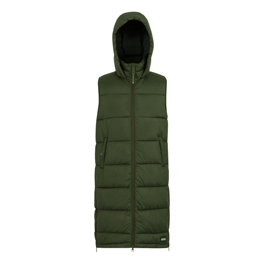 Dark Khaki - Front - Regatta Womens-Ladies Ganella Long Length Gilet