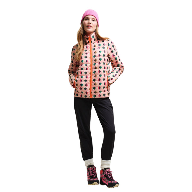 Pink - Side - Regatta Womens-Ladies Orla Kiely Tiny Elm Baffled Padded Jacket