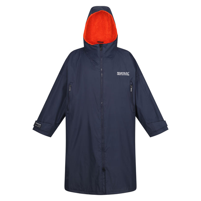 Navy-Rusty Orange - Front - Regatta Unisex Adult Waterproof Fleece Lined Changing Robe