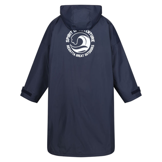 Navy-Rusty Orange - Back - Regatta Unisex Adult Waterproof Fleece Lined Changing Robe