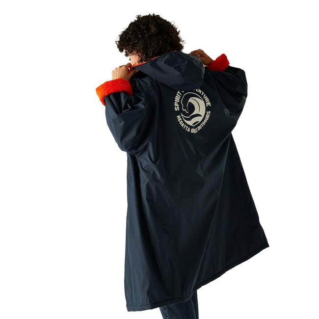 Navy-Rusty Orange - Lifestyle - Regatta Unisex Adult Waterproof Fleece Lined Changing Robe
