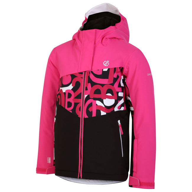 Pure Pink-Pink - Side - Dare 2B Childrens-Kids Humour II Graffiti Ski Jacket