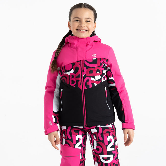 Pure Pink-Pink - Lifestyle - Dare 2B Childrens-Kids Humour II Graffiti Ski Jacket