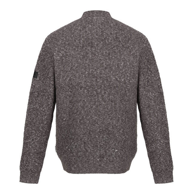Dark Grey - Back - Regatta Professional Mens Marl Knitted Zip Neck Sweatshirt