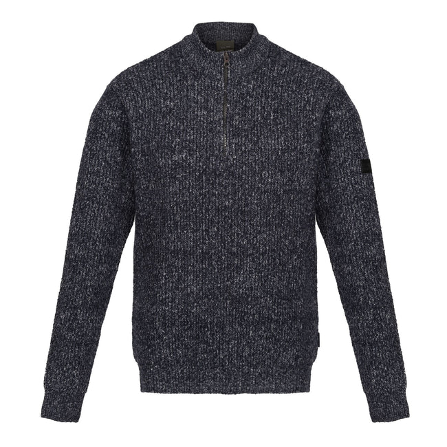 Navy - Front - Regatta Professional Mens Marl Knitted Zip Neck Sweatshirt