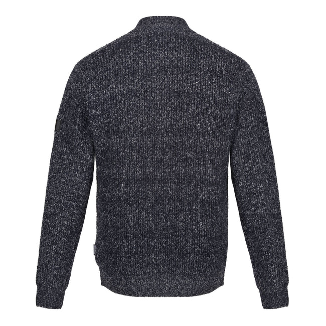 Navy - Back - Regatta Professional Mens Marl Knitted Zip Neck Sweatshirt