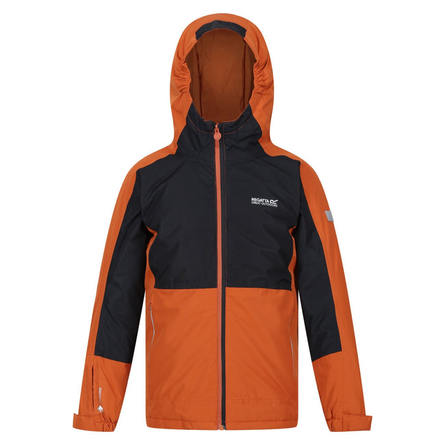 Burnt Copper-Black - Front - Regatta Childrens-Kids Beamz III Waterproof Jacket