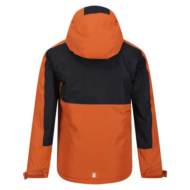 Burnt Copper-Black - Back - Regatta Childrens-Kids Beamz III Waterproof Jacket