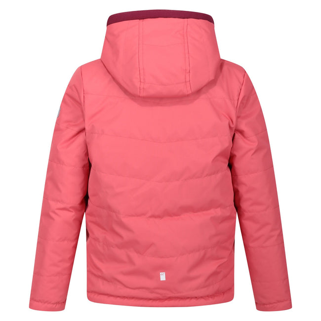 Mineral Red-Burgundy - Pack Shot - Regatta Childrens-Kids Kyrell Zebra Print Reversible Jacket