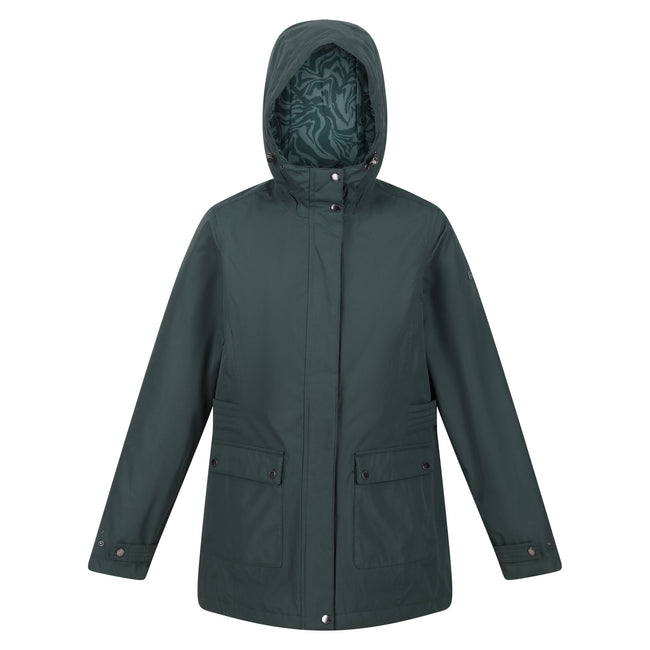 Darkest Spruce - Front - Regatta Womens-Ladies Brenlyn Zebra Print Waterproof Jacket
