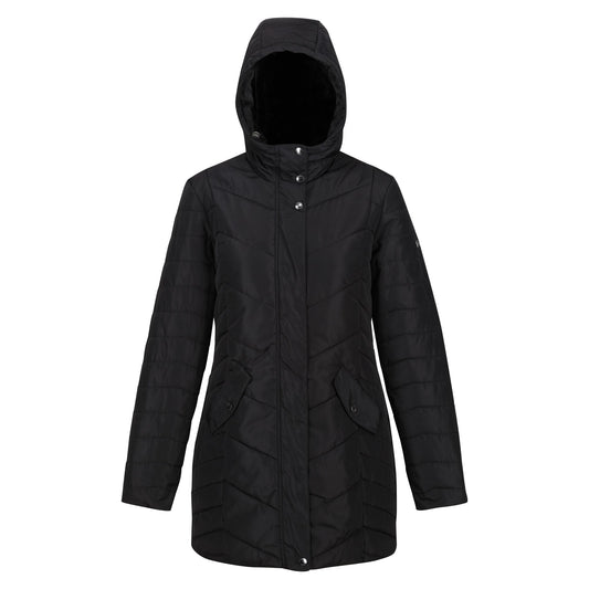 Black - Front - Regatta Womens-Ladies Panthea Insulated Padded Hooded Jacket