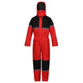 Classic Red-Black - Front - Regatta Childrens-Kids Rancher Colour Block Waterproof Jumpsuit