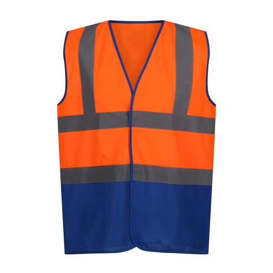 Fluro Orange-Royal Blue - Front - Regatta Professional Mens Two Tone Hi-Vis Vest