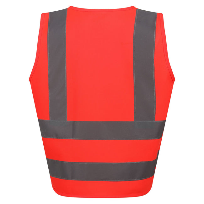 Fluro Red - Back - Regatta Professional Childrens-Kids Hi-Vis Vest