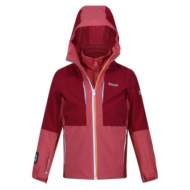 Mineral Red-Rumba Red - Pack Shot - Regatta Childrens-Kids Hydrate VIII 3 In 1 Waterproof Jacket