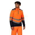 Orange-Navy - Side - Regatta Mens Pro Quarter Zip Hi-Vis Vest