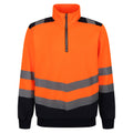 Orange-Navy - Front - Regatta Professional Mens Quarter Zip Hi-Vis Vest