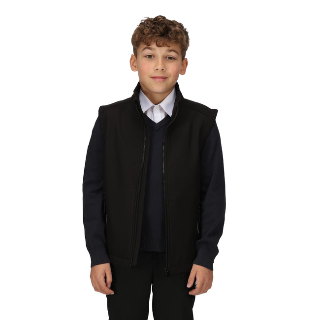 Black - Side - Regatta Professional Childrens-Kids Softshell Reflective Gilet