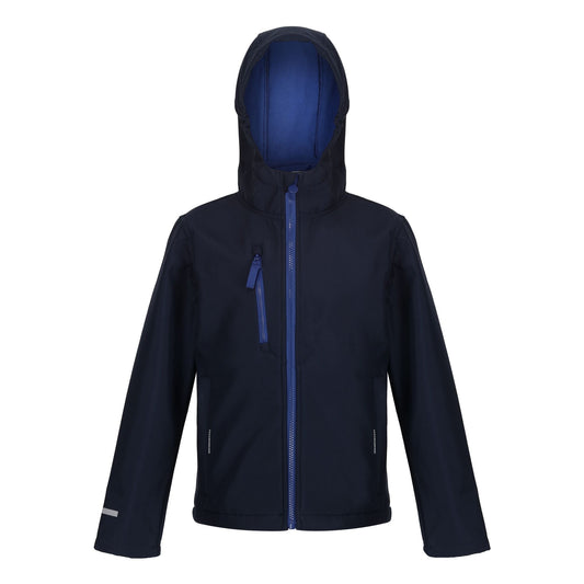 Navy-New Royal - Front - Regatta Professional Childrens-Kids 3 Layer Soft Shell Jacket