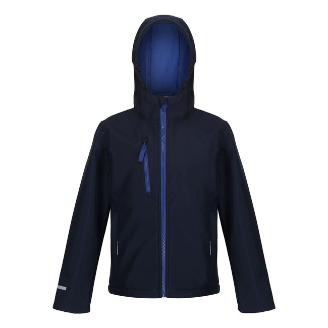 Navy-New Royal - Front - Regatta Professional Childrens-Kids 3 Layer Soft Shell Jacket