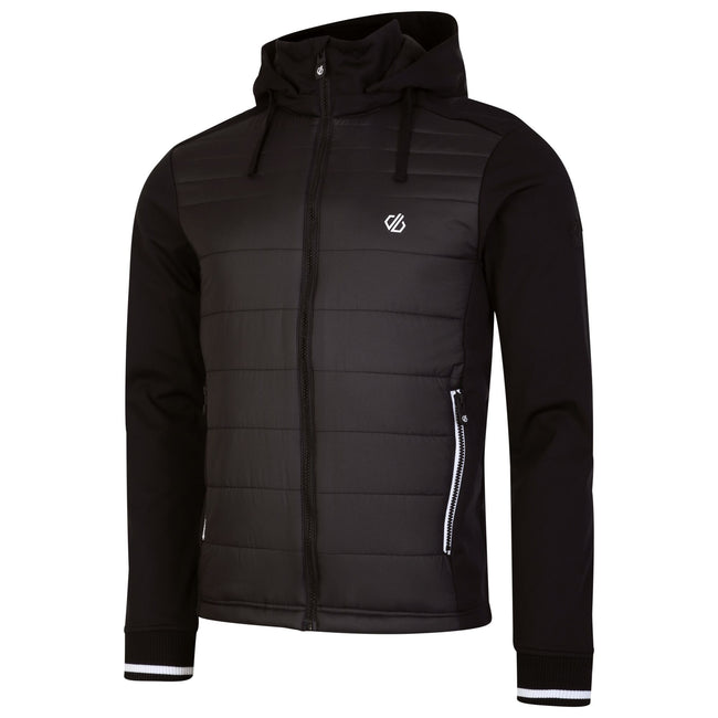 Black - Side - Dare 2B Mens Hooded Padded Full Zip Hybrid Jacket